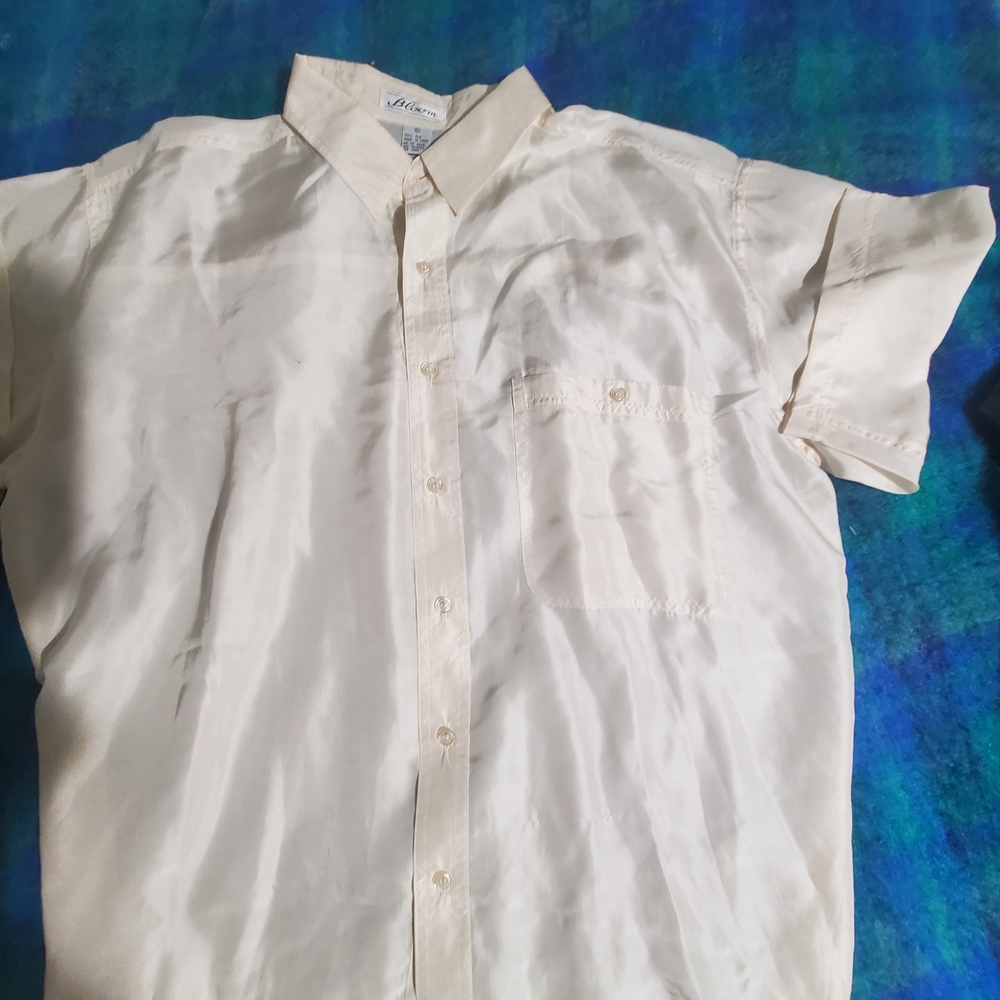 Milano Men's Pure silk Tan Button Down Shirt